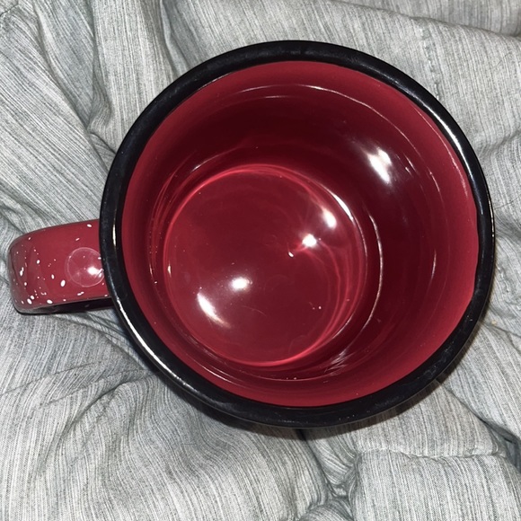 🐇 Wisconsin speckle mug. Maroon with white scenery and black trim - Picture 2 of 5